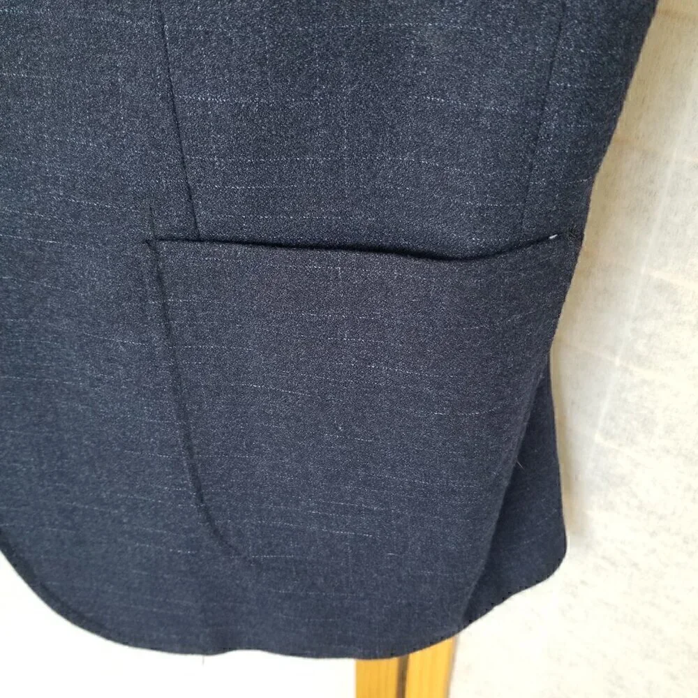 Men's Navy Blue Sport Coat Blazer Two-Button Wool Blend